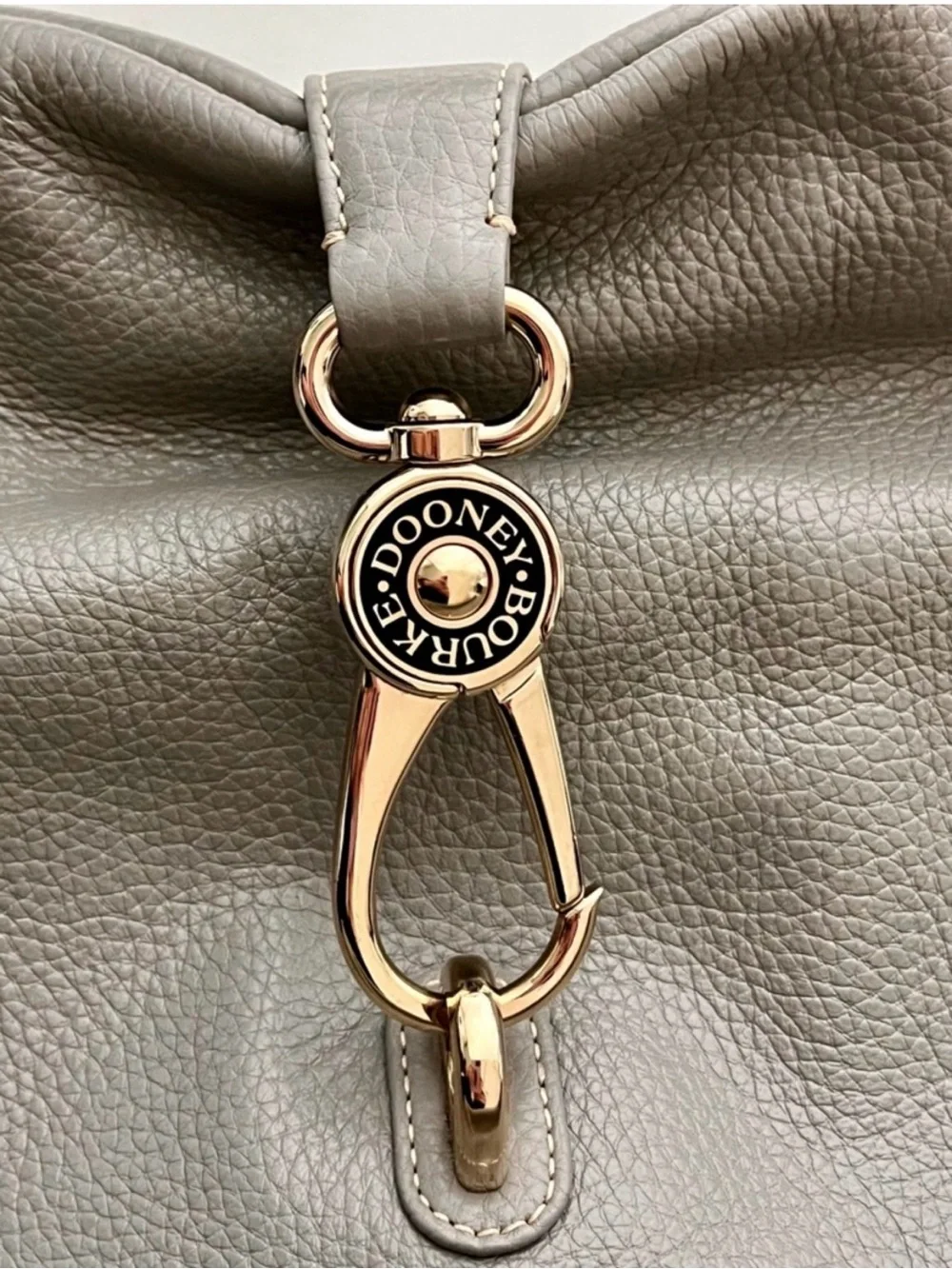Dooney & Bourke Elephant Gray Pebble Grain Logo Lock Sac Hobo Bag Wallet Set
